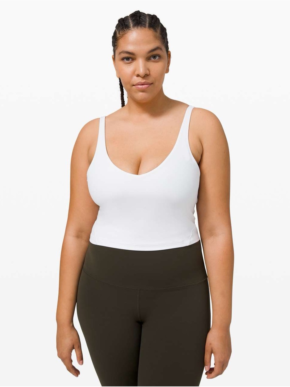 lululemon athletica White Scoop Neck Cropped Align Tank